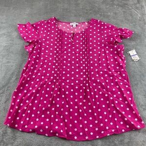 Kim Roger’s XL Pink Polka Dot Women's Top